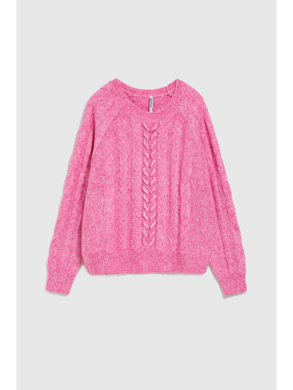 Moodo Moodo fukszia díszkötéses pulóver