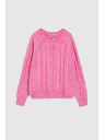 Moodo Moodo fukszia díszkötéses pulóver