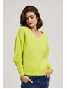 Moodo Moodo limetzöld V-nyakú pulóver