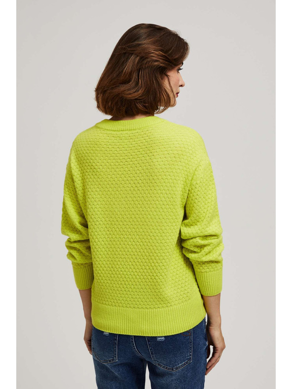 Moodo Moodo limetzöld V-nyakú pulóver