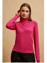 Moodo Moodo fukszia nyakú pulóver