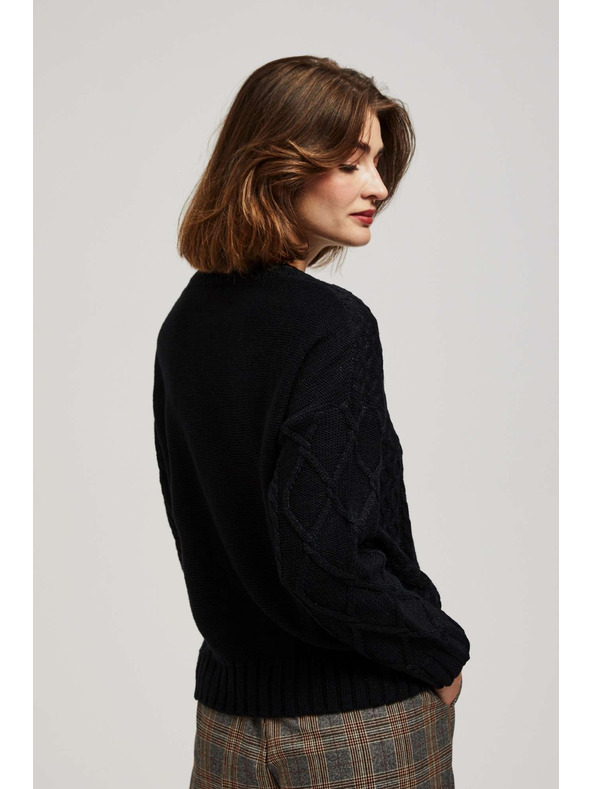 Moodo Moodo fekete díszkötéses hosszú ujjú pulóver