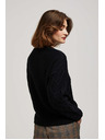 Moodo Moodo fekete díszkötéses hosszú ujjú pulóver