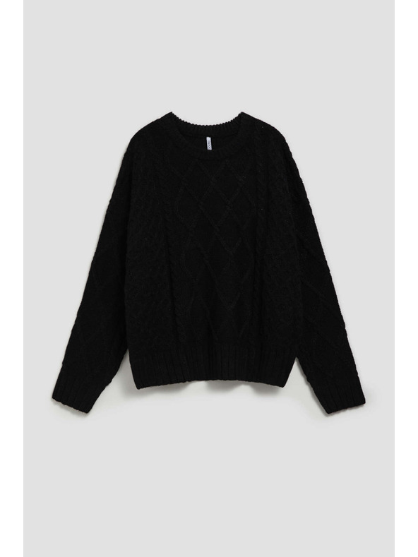 Moodo Moodo fekete díszkötéses hosszú ujjú pulóver