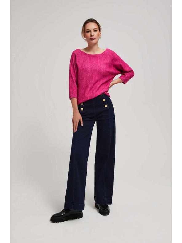 Moodo Moodo fukszia 3/4-es ujjú pulóver