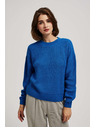 Moodo Moodo azúrkék pulóver kerek nyakkivágással