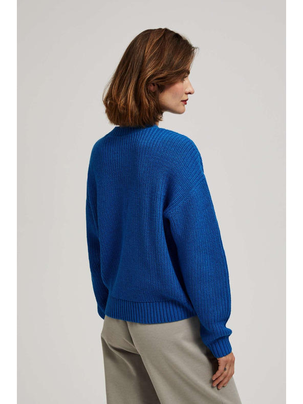 Moodo Moodo azúrkék pulóver kerek nyakkivágással