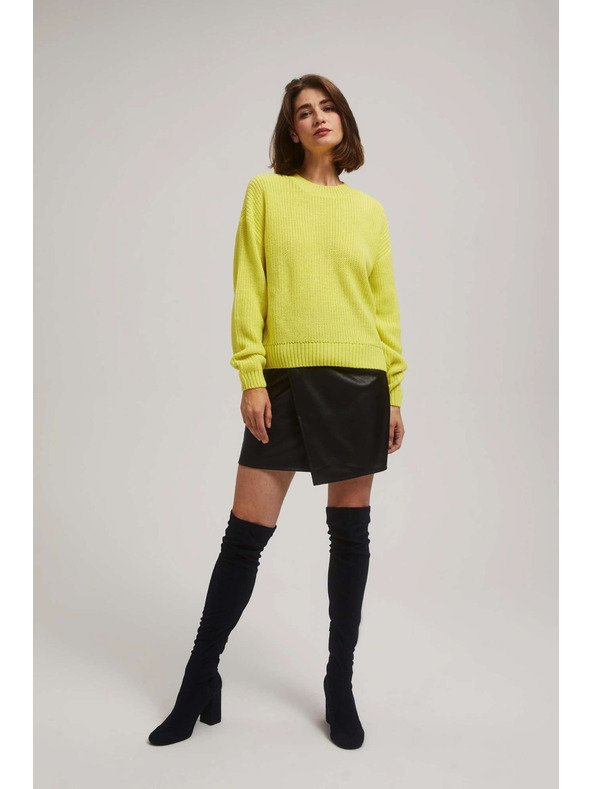 Moodo Moodo zöld pulóver kerek nyakkivágással