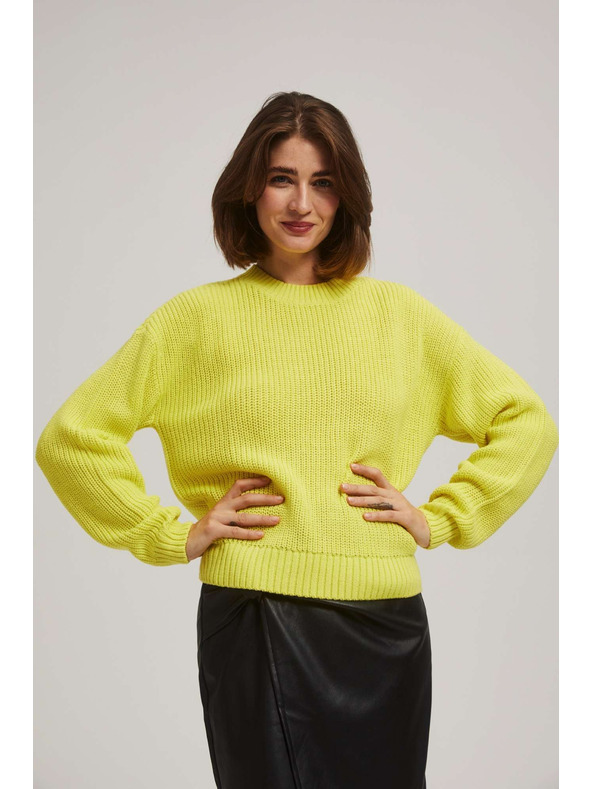 Moodo Moodo zöld pulóver kerek nyakkivágással