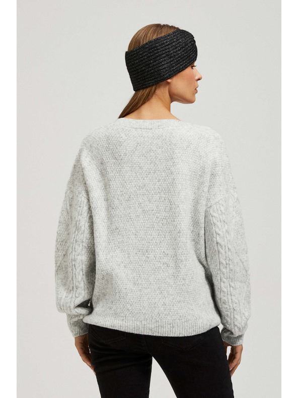 Moodo Szürke V-nyakú pulóver Moodo