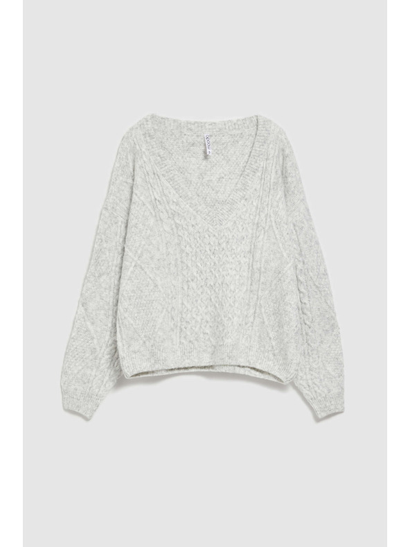 Moodo Szürke V-nyakú pulóver Moodo