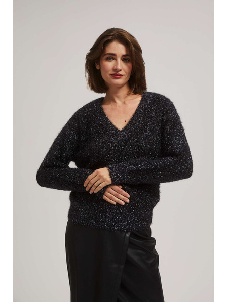 Moodo Pulóver V-nyakkal és metálfénnyel Moodo