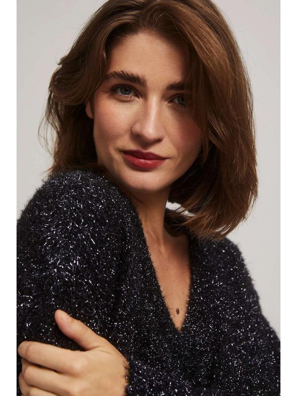 Moodo Pulóver V-nyakkal és metálfénnyel Moodo