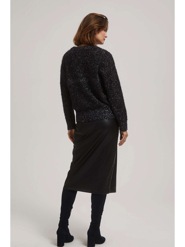 Moodo Pulóver V-nyakkal és metálfénnyel Moodo