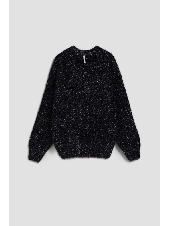 Moodo Pulóver V-nyakkal és metálfénnyel Moodo