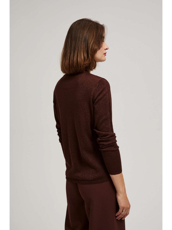 Moodo Barna V-nyakú pulóver metálfénnyel Moodo