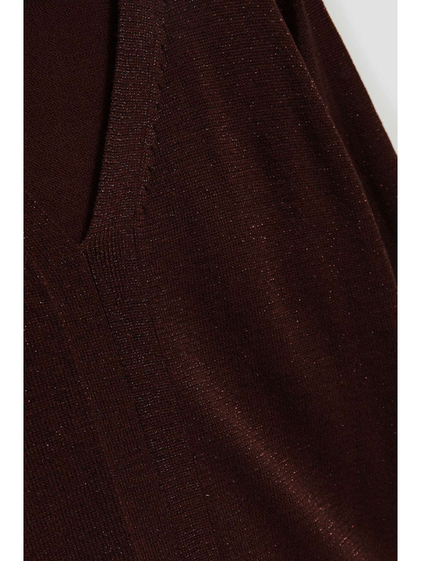 Moodo Barna V-nyakú pulóver metálfénnyel Moodo