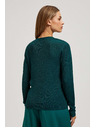 Moodo Smaragdzöld karcsúsított V-nyakú pulóver Moodo