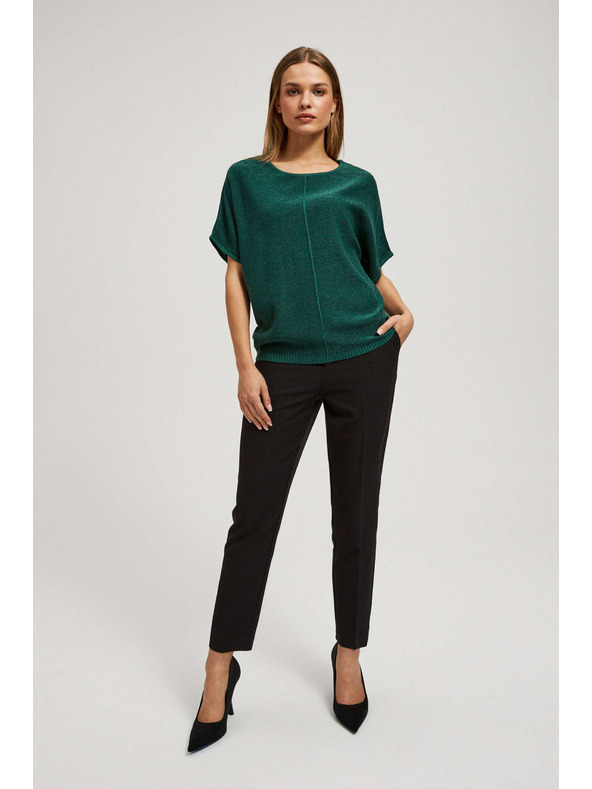 Moodo Smaragdzöld oversize metálfényű pulóver Moodo