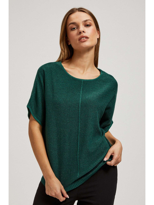 Moodo Smaragdzöld oversize metálfényű pulóver Moodo