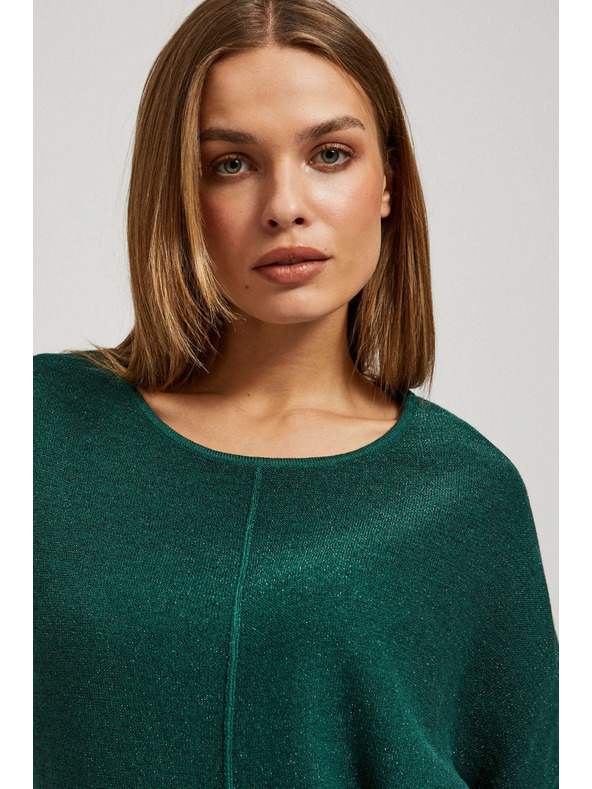 Moodo Smaragdzöld oversize metálfényű pulóver Moodo