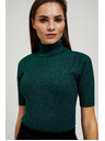 Moodo Smaragdzöld metálfényű garbós pulóver Moodo