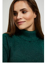 Moodo Smaragdzöld metálfényű garbós pulóver Moodo