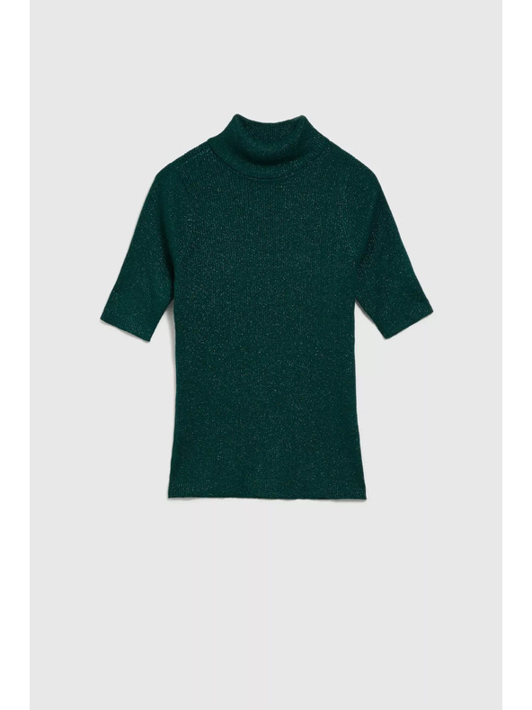 Moodo Smaragdzöld metálfényű garbós pulóver Moodo