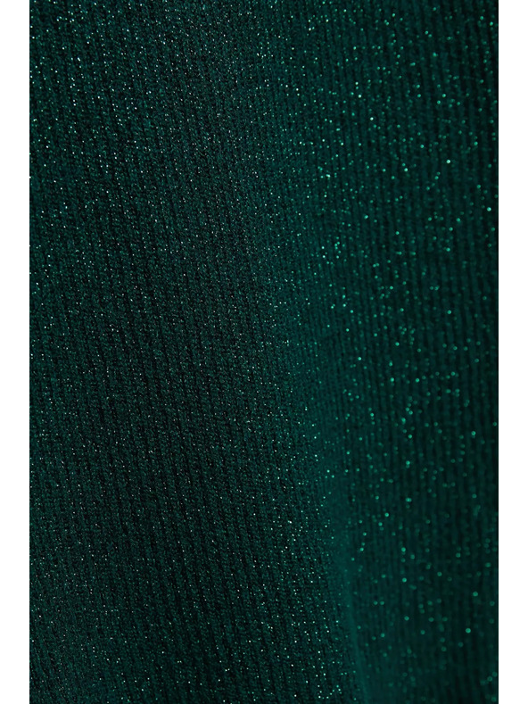 Moodo Smaragdzöld metálfényű garbós pulóver Moodo