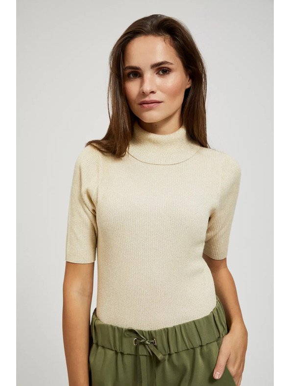 Moodo Gyöngyház színű metálfényű garbós pulóver Moodo