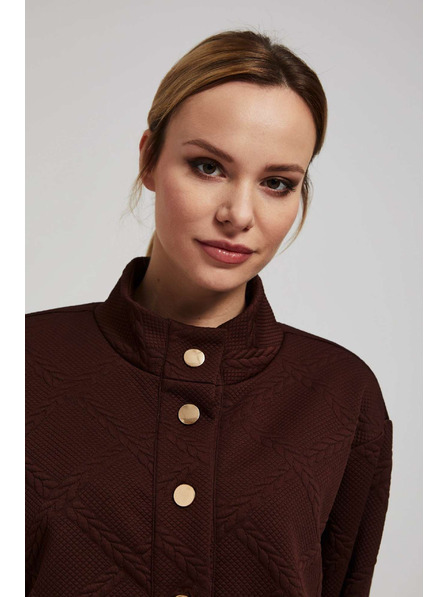 Moodo Barna dekoratív gombos pulóver Moodo
