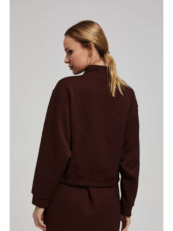 Moodo Barna dekoratív gombos pulóver Moodo