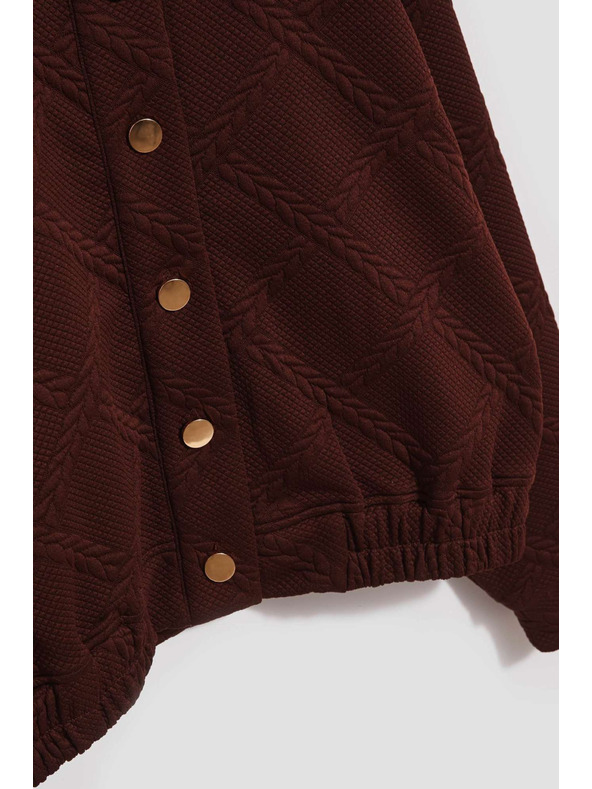 Moodo Barna dekoratív gombos pulóver Moodo