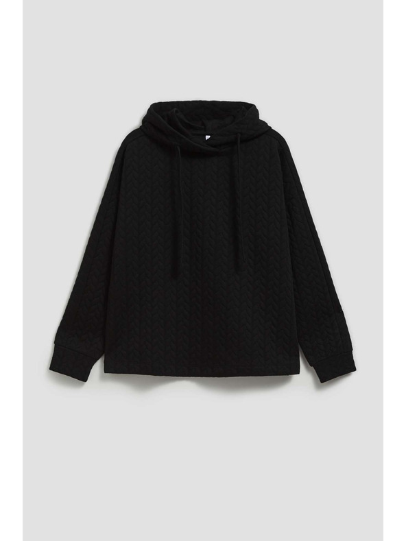 Moodo Fekete kapucnis pulóver Moodo