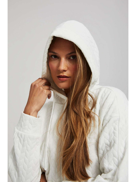 Moodo Gyöngyház színű kapucnis hosszú ujjú pulóver Moodo