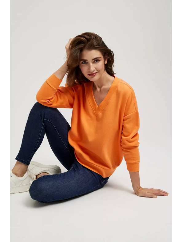 Moodo Narancssárga V-nyakú blúz Moodo