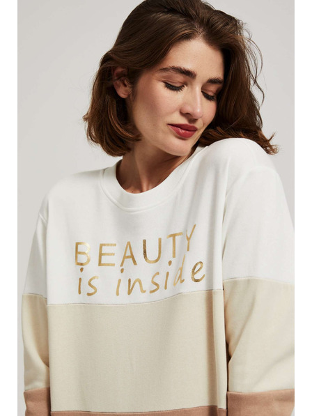 Moodo Sötét bézs nyomott mintás pulóver Moodo