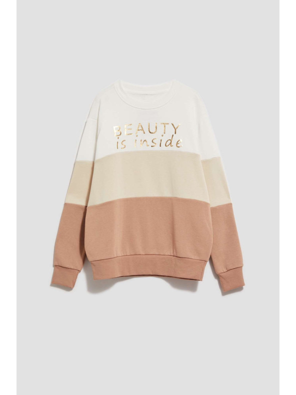 Moodo Sötét bézs nyomott mintás pulóver Moodo