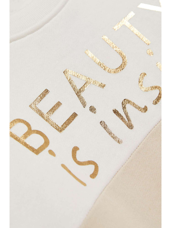 Moodo Sötét bézs nyomott mintás pulóver Moodo