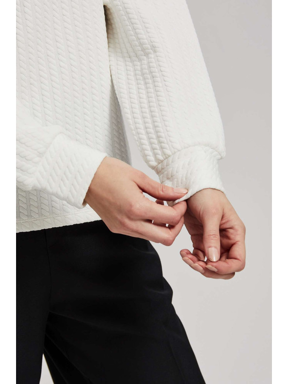 Moodo Gyöngyház színű széles nyakú pulóver Moodo