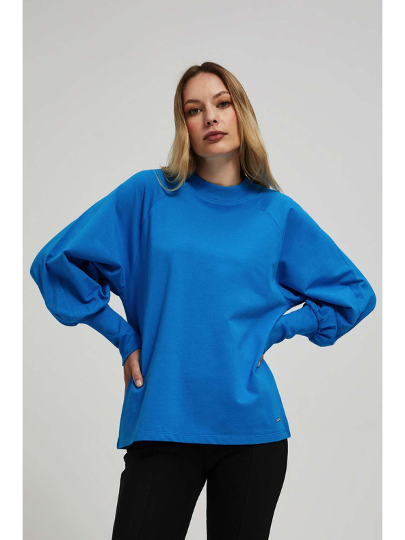 Moodo Azúrkék puffos ujjú blúz Moodo