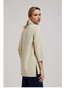 Moodo Széles nyakú homokszínű pulóver Moodo