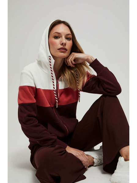 Moodo Gesztenyebarna kapucnis pulóver Moodo