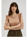 Moodo Bordázott fodros vállú blúz bézs Moodo