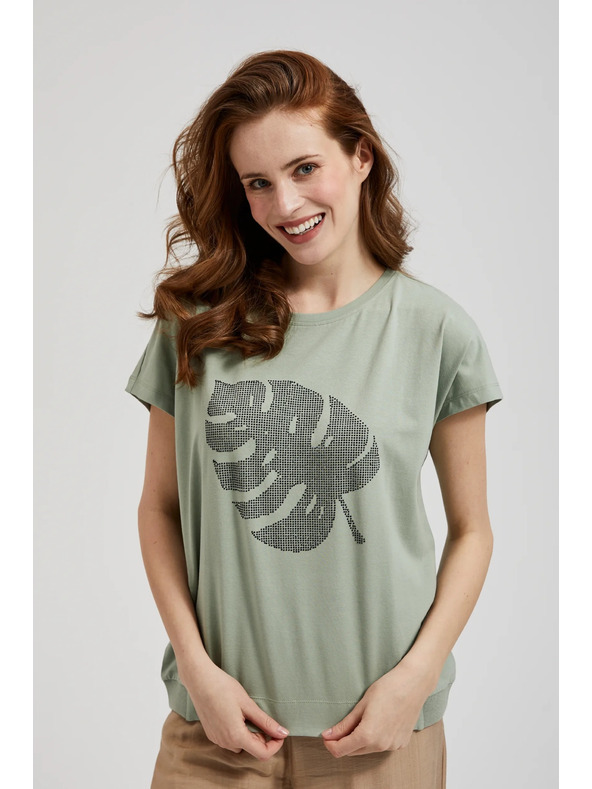 Moodo Mintás blúz olívzöld Moodo