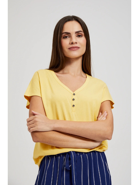 Moodo Sárga póló gombokkal a nyakrésznél Moodo