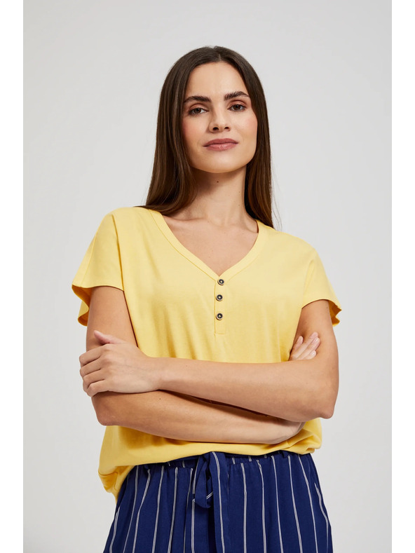Moodo Sárga póló gombokkal a nyakrésznél Moodo