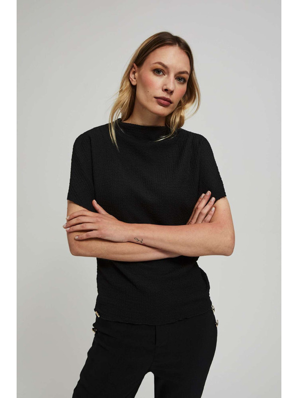 Moodo Elegáns fekete blúz széles ujjakkal Moodo