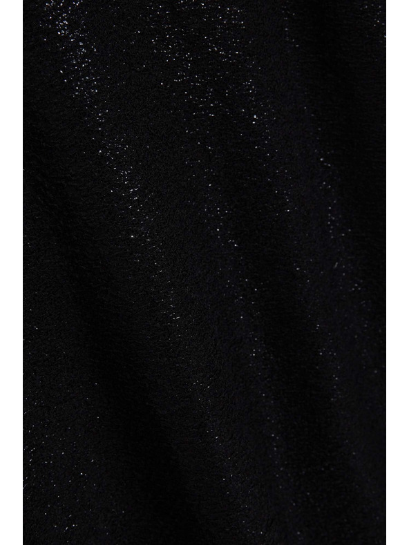 Moodo Elegáns fekete V-nyakú fényes anyagú blúz Moodo