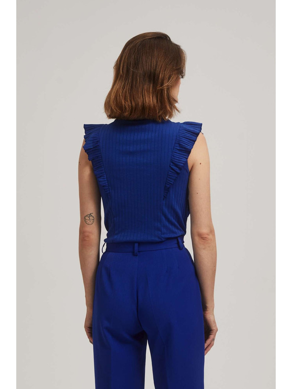 Moodo Bordázott fodros blúz kék Moodo